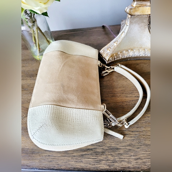 Hugo BOSS 100%Cowhide Embossed Leather Small/Mini Bag Lizard/Suede Neutral/Tan - Picture 9 of 16